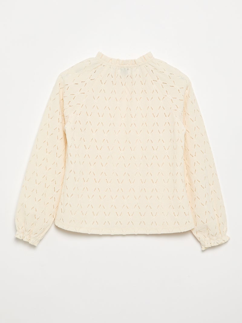 T-shirt with Elasticated Collar and Raglan Sleeves White - Kiabi