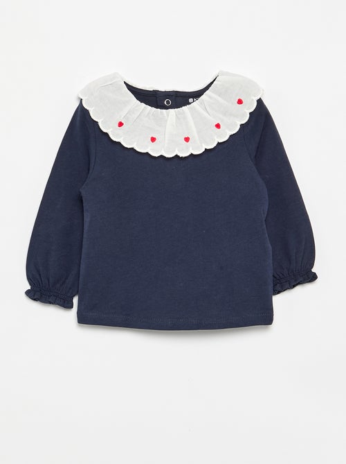 T-shirt with Peter Pan collar - Kiabi