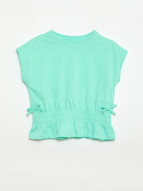 T-shirt with smocked insert and waist ties - Kiabi