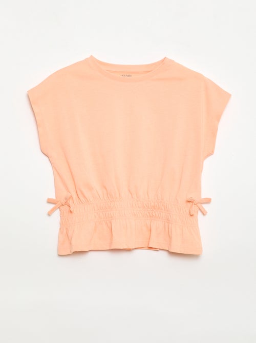 T-shirt with smocked insert and waist ties - Kiabi