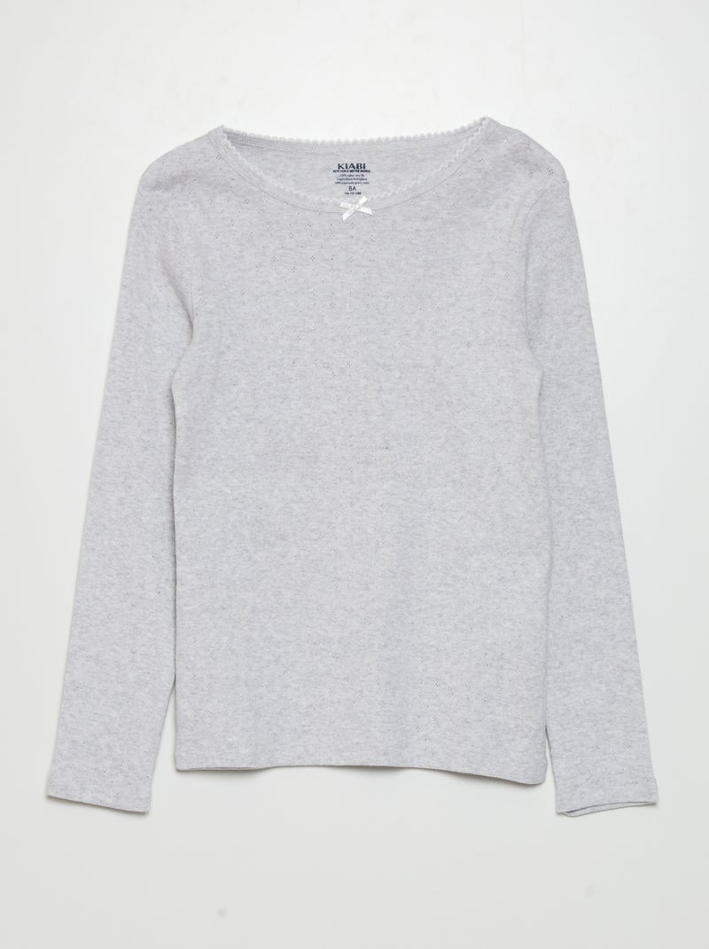 T-shirts en maille pointelle - Lot de 2 Blanc/gris - Kiabi