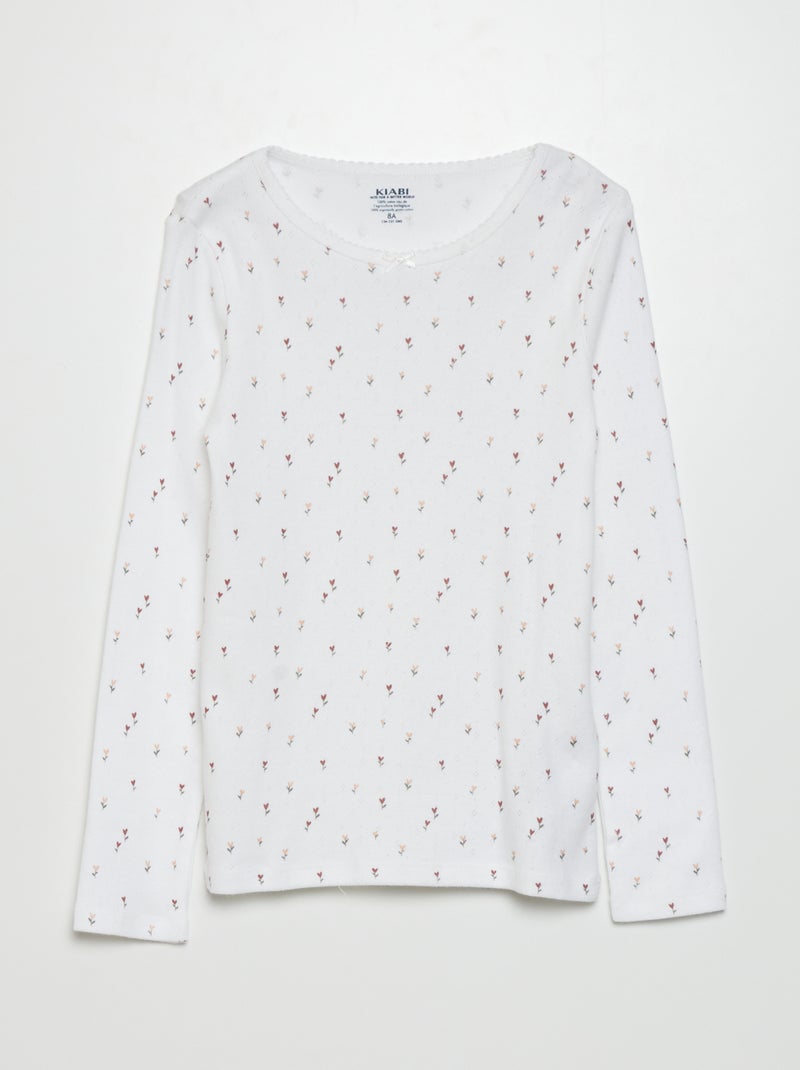 T-shirts en maille pointelle - Lot de 2 Blanc/gris - Kiabi