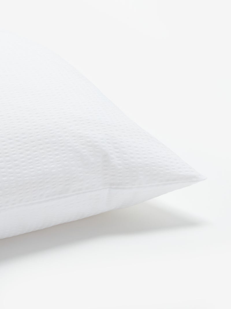 Taie d'oreiller unie - 50 x 70 cm en seersucker Blanc - Kiabi