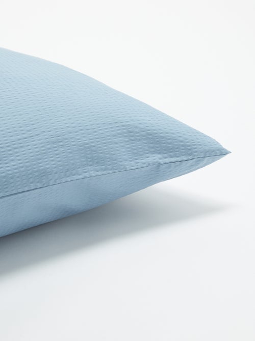 Taie d'oreiller unie - 63 x 63 cm en seersucker - Kiabi