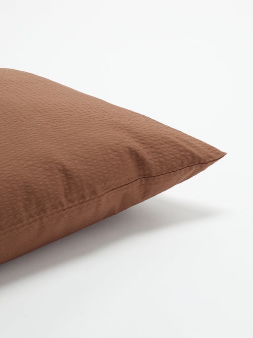 Taie d'oreiller unie - 63 x 63 cm en seersucker - Kiabi
