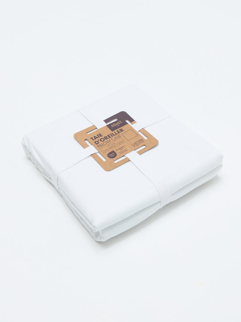 Taie d'oreiller unie 63 x 63 cm en coton Blanc - Kiabi