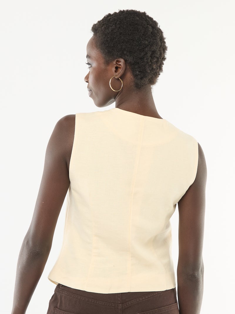 Tailored Blazer with Gold Buttons Beige - Kiabi
