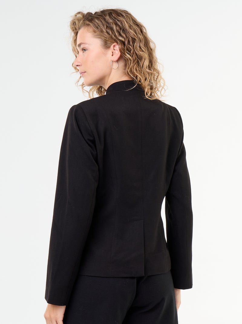 Tailored Jacket with Mandarin Closure Detail Black - Kiabi