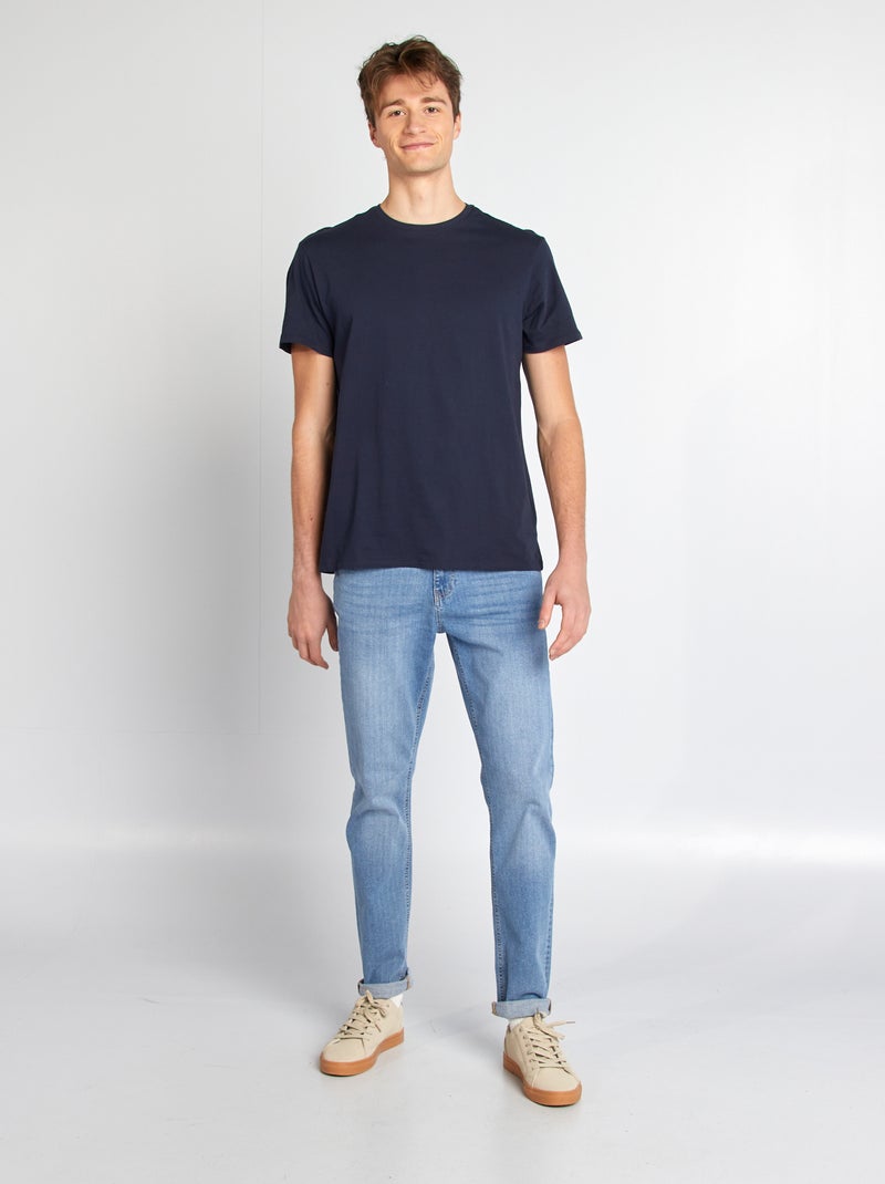 Tall Men's Plain Pure Cotton T-Shirt BLUE - Kiabi