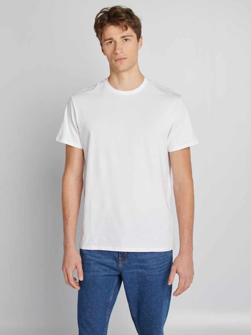 Tall Men's Plain Pure Cotton T-Shirt white - Kiabi