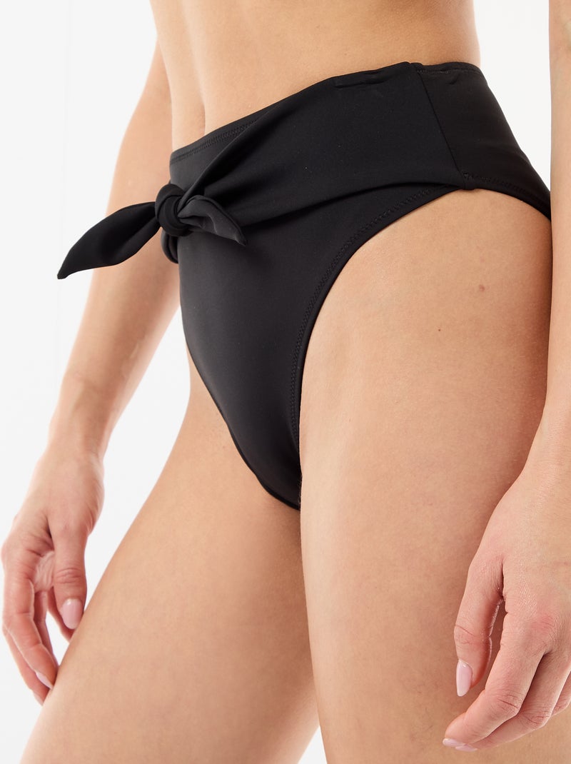 Tanga da bagno a vita alta in microfibra morbida Nero - Kiabi