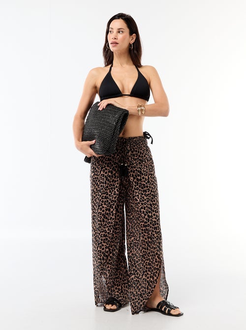 Tanga de bain maille texturée avec liens à nouer - Kiabi