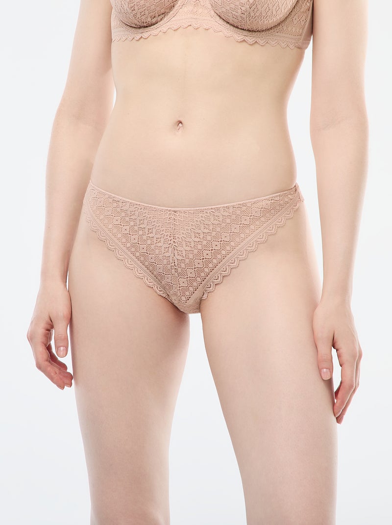Tanga en dentelle Rose - Kiabi