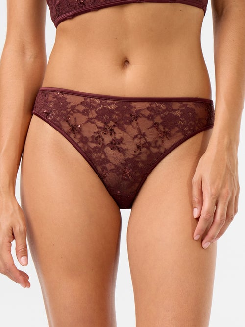 Tanga in pizzo con paillettes - Kiabi