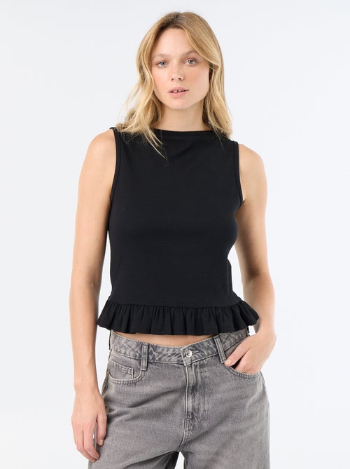 Tank Top with Boat Neck and Ruffled Hem - Kiabi Tank Top with Boat Neck and Ruffled Hem - Kiabi