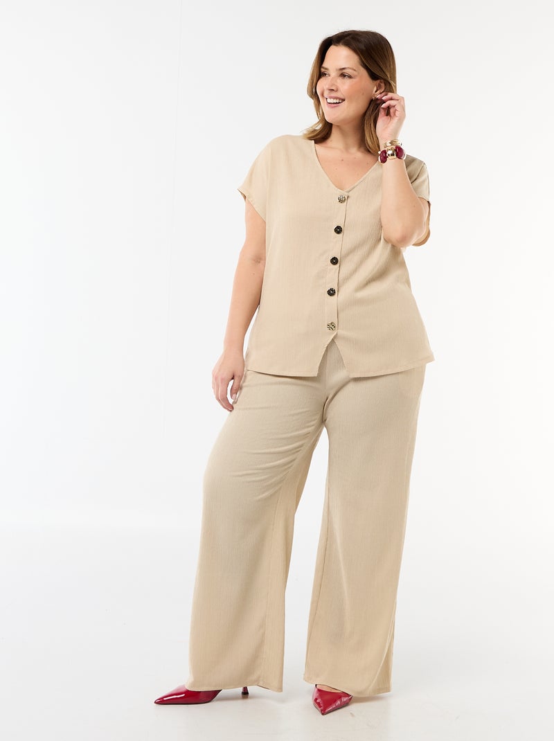 Tank top with gold-tone buttons Beige - Kiabi