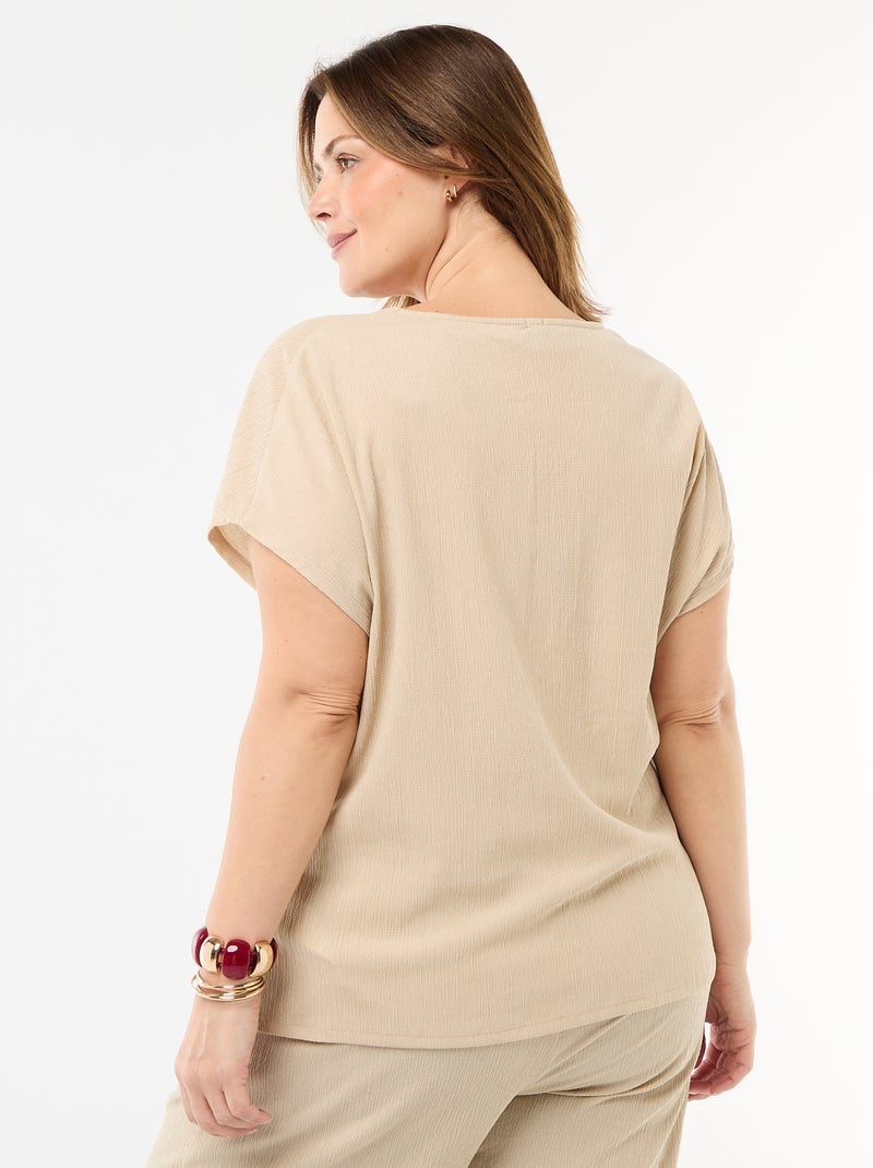 Tank top with gold-tone buttons Beige - Kiabi