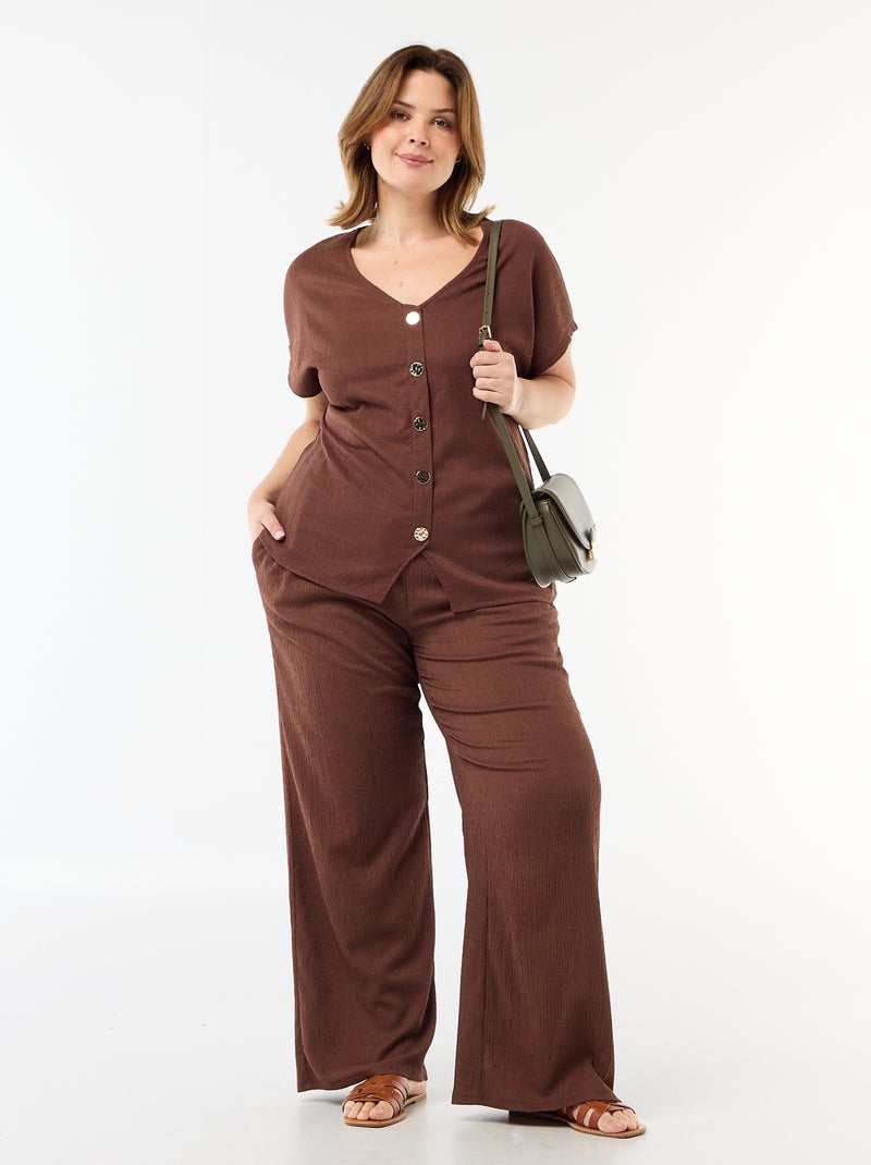 Tank top with gold-tone buttons Brown - Kiabi