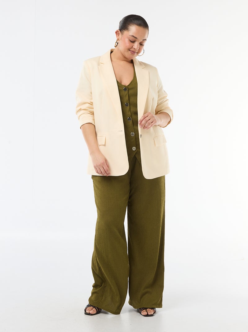 Tank top with gold-tone buttons Green - Kiabi