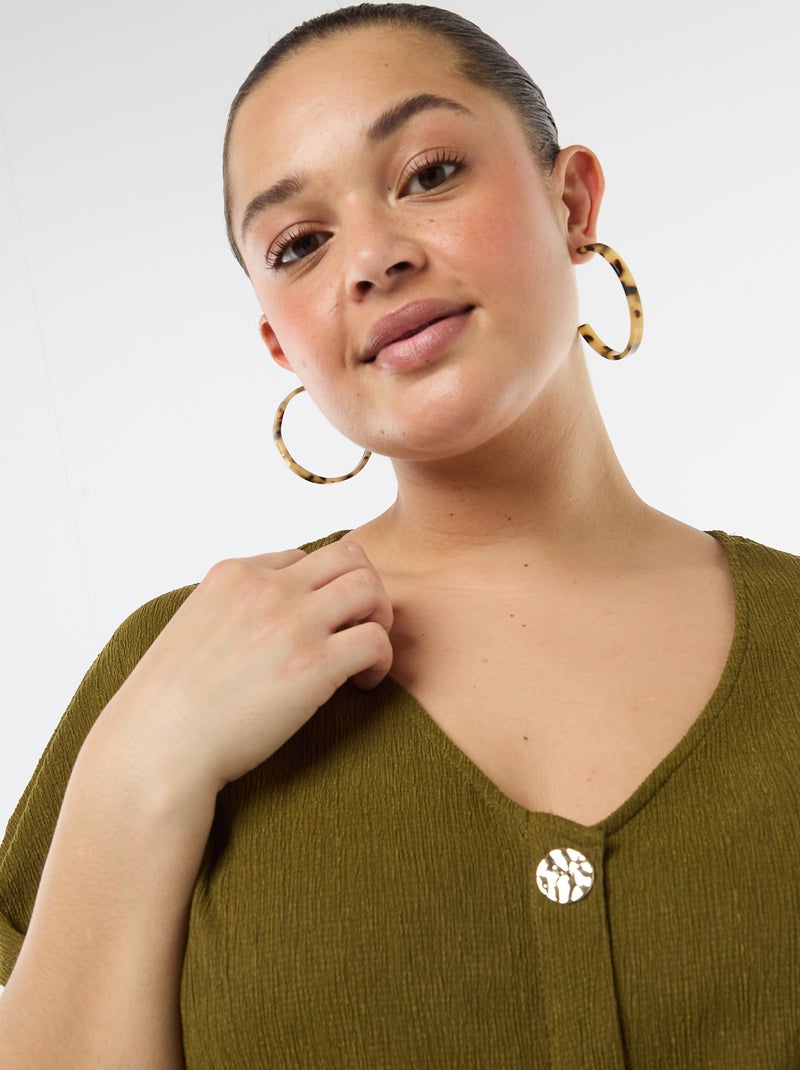 Tank top with gold-tone buttons Green - Kiabi