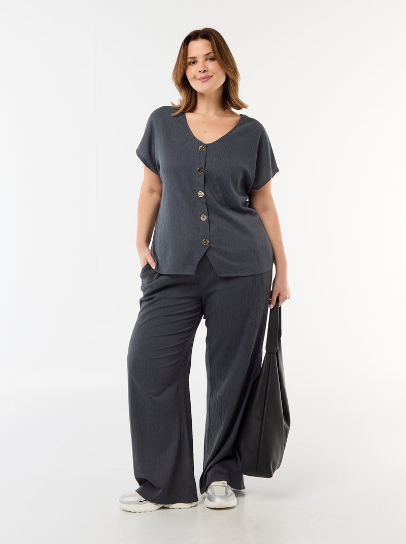 Tank top with gold-tone buttons Grey - Kiabi