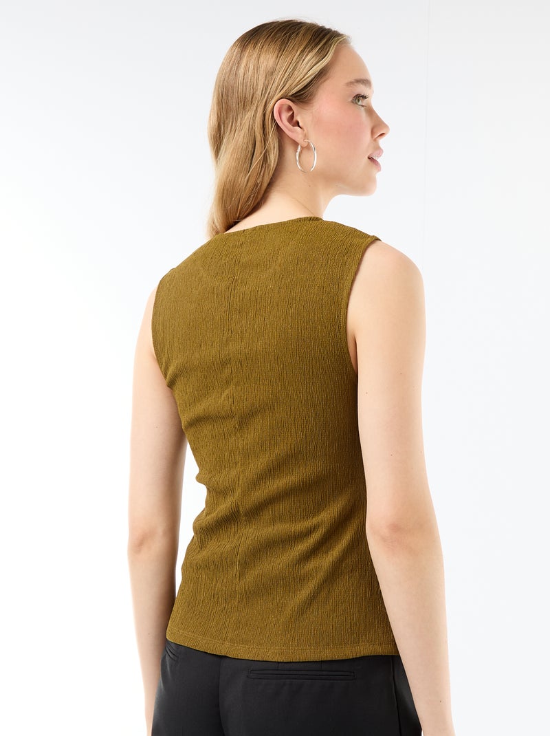 Tank top with hammered gold button opening Green - Kiabi