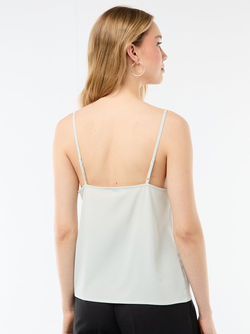 Tank top with thin adjustable straps and lace collar - Kiabi
