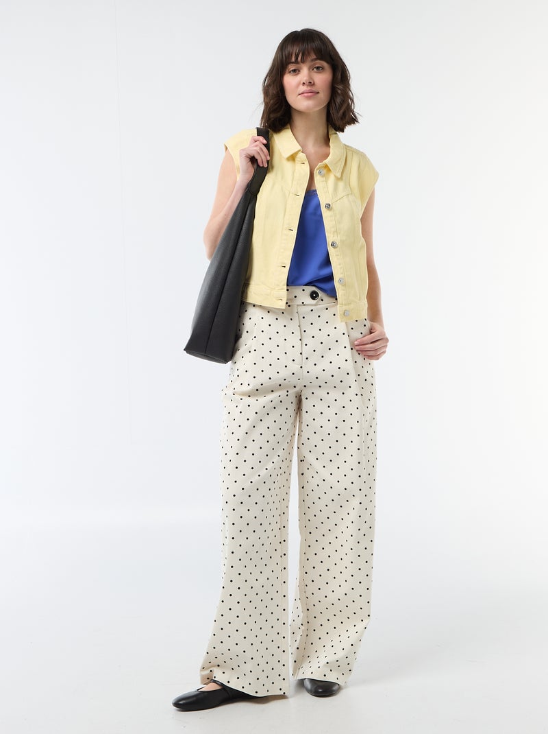 Tank top with thin adjustable straps and lace collar Blue - Kiabi