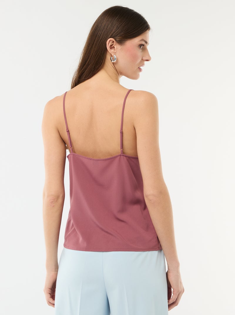 Tank top with thin adjustable straps and lace collar Red - Kiabi