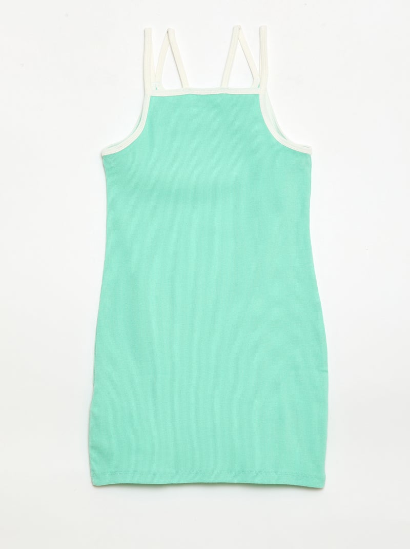 Tank top with thin straps and chest detail Green - Kiabi