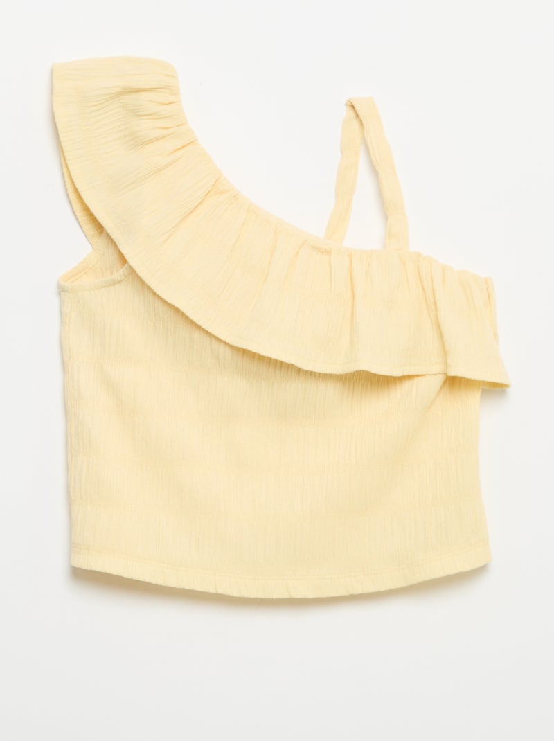 Tanktop aus Waffelstrick mit asymmetrischem Ausschnitt Jaune - Kiabi