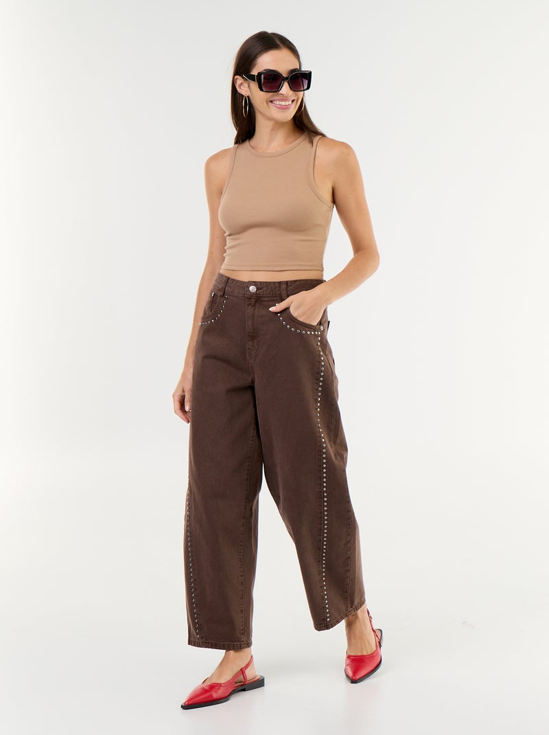Tanktop mit amerikanischem Armausschnitt Beige - Kiabi