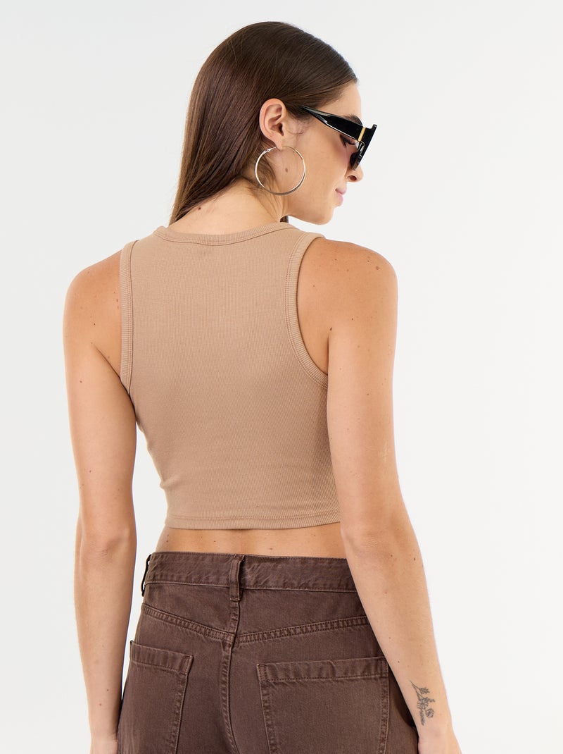 Tanktop mit amerikanischem Armausschnitt Beige - Kiabi