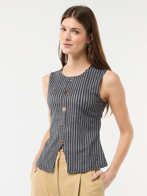 Tanktop mit gehämmerten Goldknöpfen - Kiabi