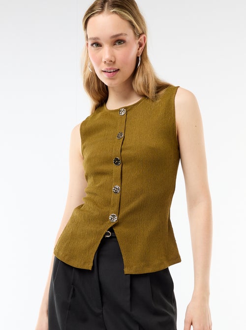 Tanktop mit gehämmerten Goldknöpfen - Kiabi