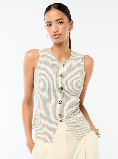 Tanktop mit gehämmerten Goldknöpfen - Kiabi