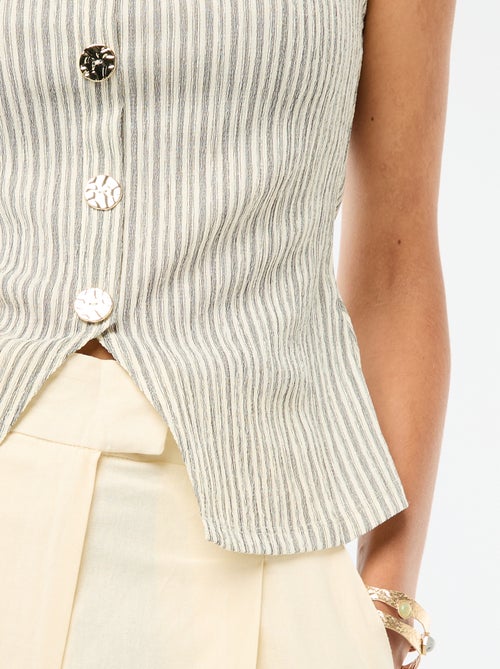 Tanktop mit gehämmerten Goldknöpfen - Kiabi