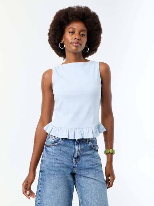 Tanktop mit U-Boot-Ausschnitt und Volant-Saum - Kiabi