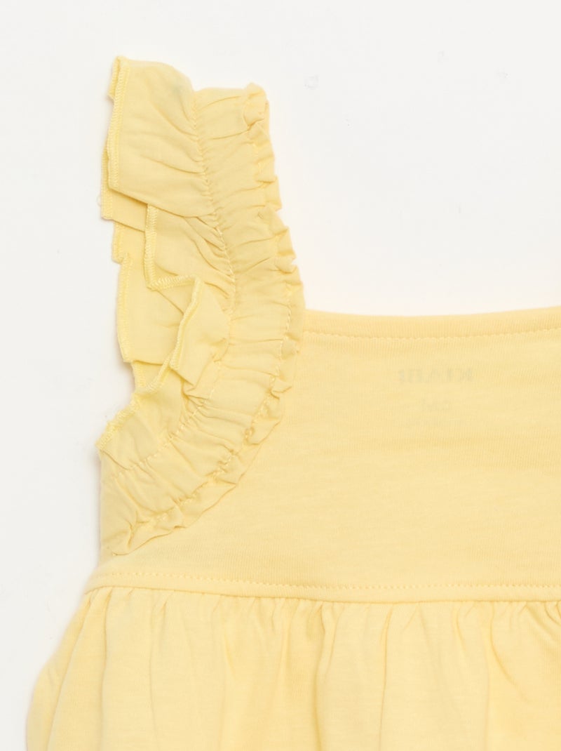 Tee-shirt à bretelles volantées Jaune - Kiabi