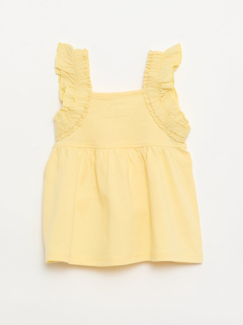 Tee-shirt à bretelles volantées Jaune - Kiabi