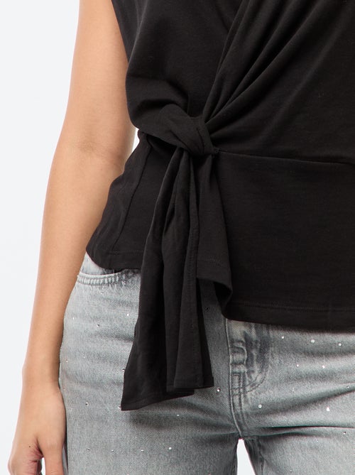 Tee-shirt à large encolure cache-coeur - Kiabi