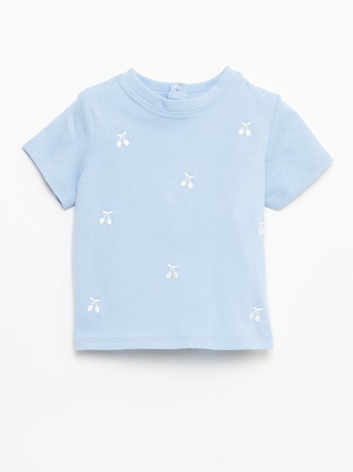 Tee-shirt à manches courtes avec broderies - Kiabi