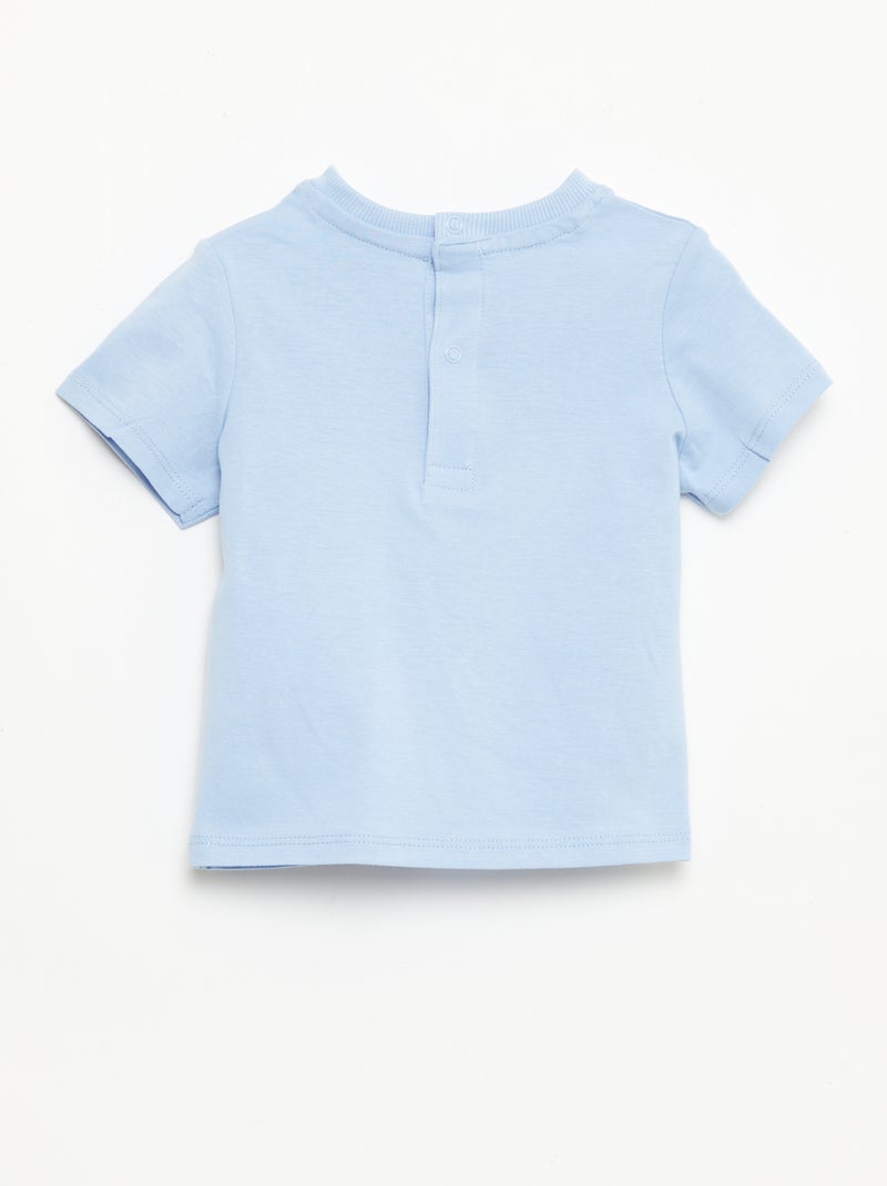 Tee-shirt à manches courtes avec broderies Bleu - Kiabi