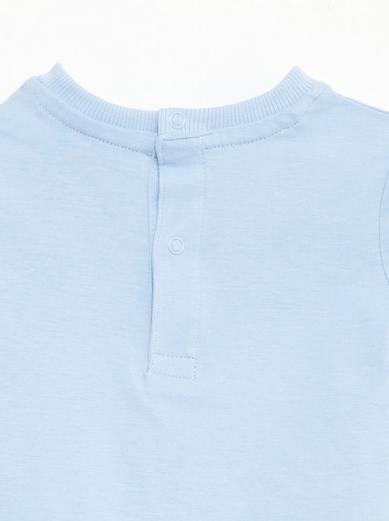 Tee-shirt à manches courtes avec broderies Bleu - Kiabi