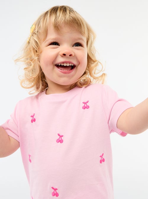 Tee-shirt à manches courtes avec broderies - Kiabi