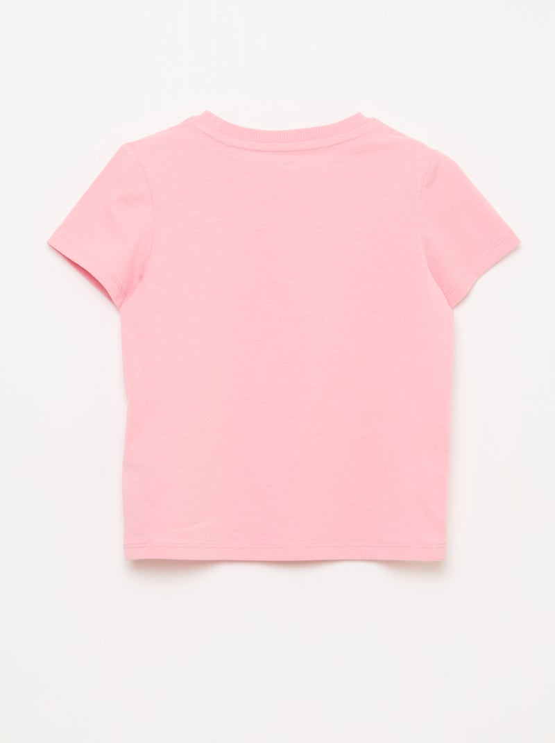 Tee-shirt à manches courtes avec broderies Rose - Kiabi