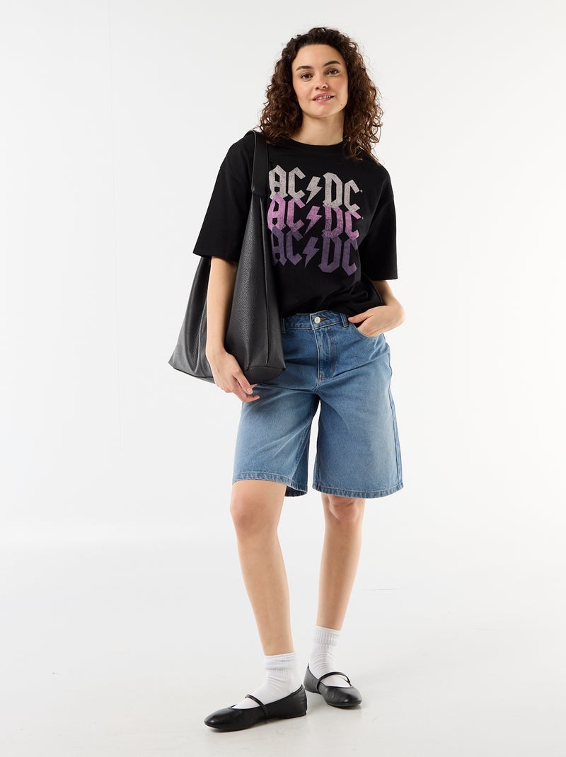 Tee-shirt 'AC/DC' à manches courtes Noir - Kiabi