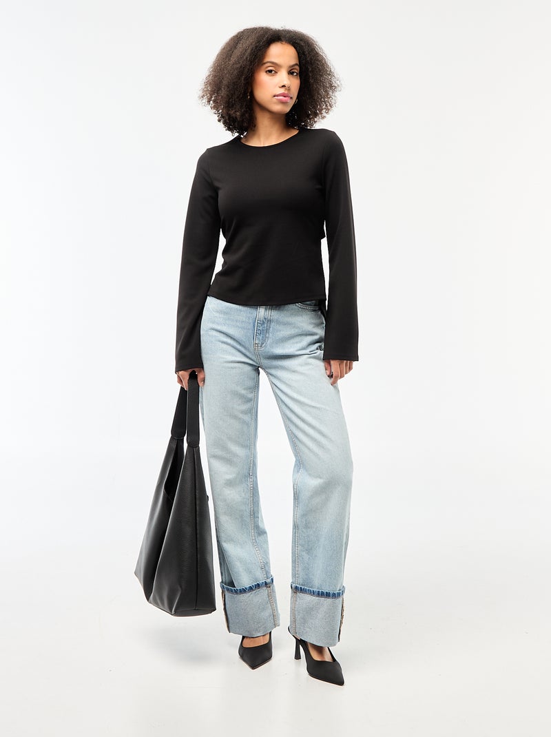 Tee-shirt avec bas du dos ouvert Noir - Kiabi