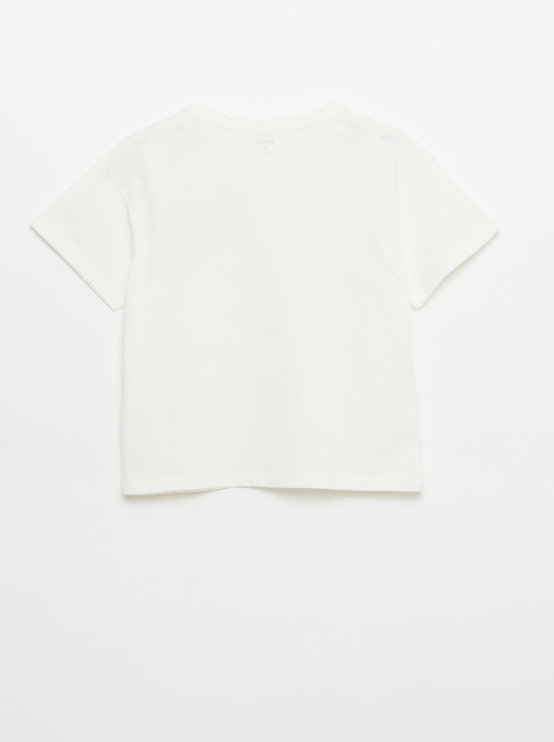 Tee-shirt avec broderie à la poitrine Blanc - Kiabi