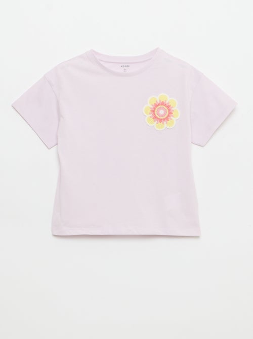 Tee-shirt avec broderie à la poitrine - Kiabi